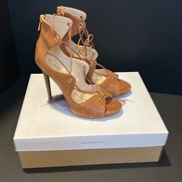 NEW- Jessica Simpson Stiletto Women’s size 7 Brown/camel & Gold. NIB z - Picture 1 of 6
